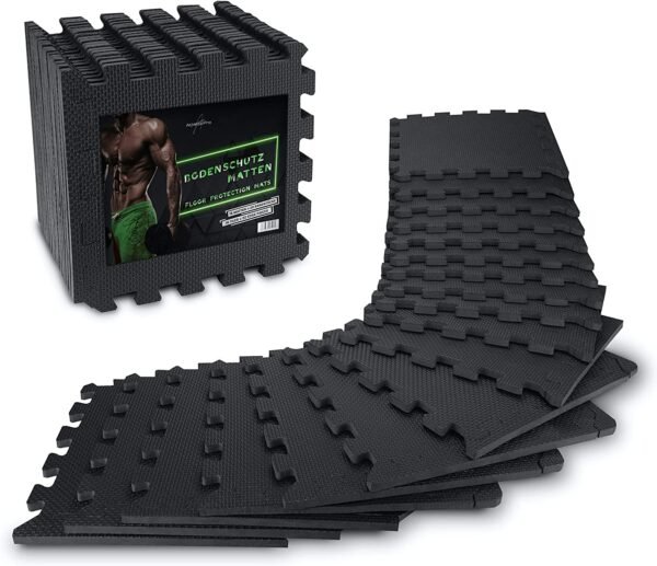 Tapis de Sport de Sol Salle de Fitness - Dalles en Mousse sans BPA + Bordures | Matelas Puzzle Tatami EVA Caoutchouc pour Matériel Gym Banc de Musculation Course Garage Piscine Isolation – Image 2