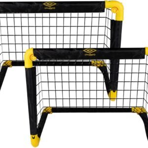 Umbro But de football 50 x 44 x 44 cm - Lot de 2 buts de football pliables - Pour le jardin et les enfants - Accessoires d'entraînement de football pour l'intérieur et l'extérieur - Métal - Noir/jaune