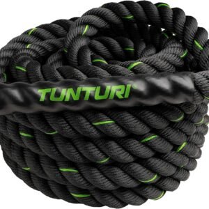 Tunturi Corde ondulatoire de Musculation Battle Rope - Entraînement fonctionnel, 9m, Noire